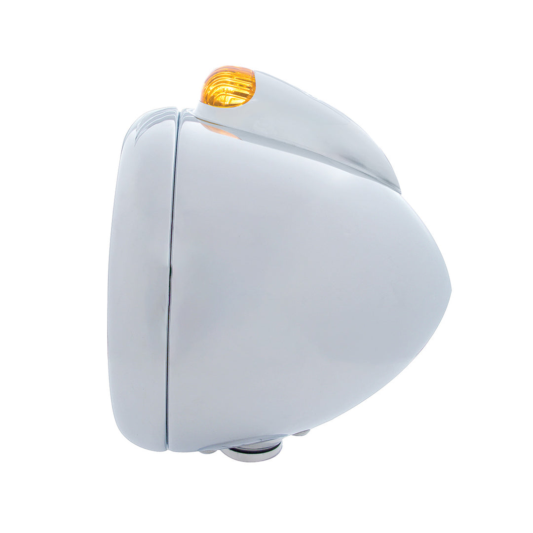 Stainless Steel Guide 682-C Headlight H4 &amp; Dual Mode LED Signal - Amber Lens