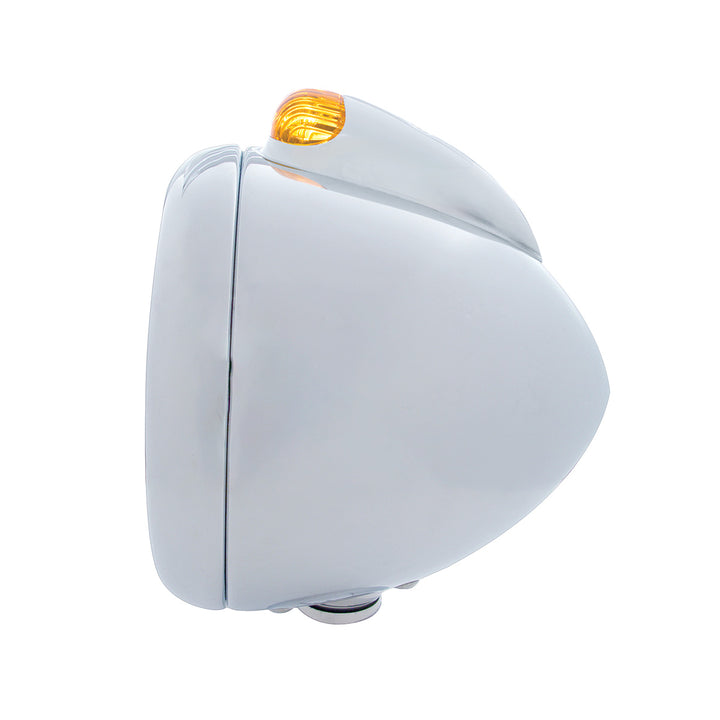Stainless Steel Guide 682-C Headlight H4 &amp; Dual Mode LED Signal - Amber Lens