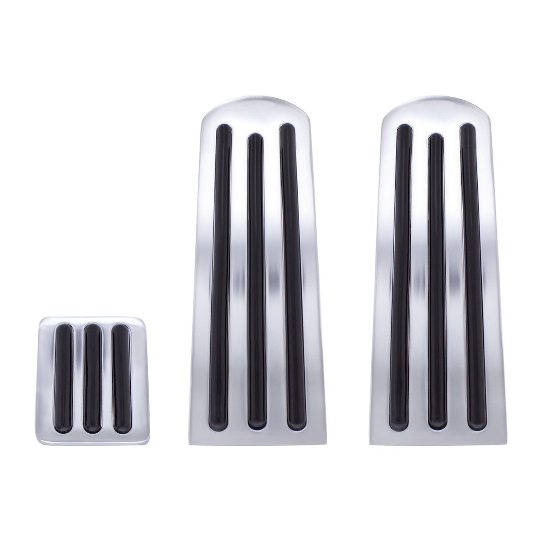 Chrome Pedal Set With Black Insert For Peterbilt