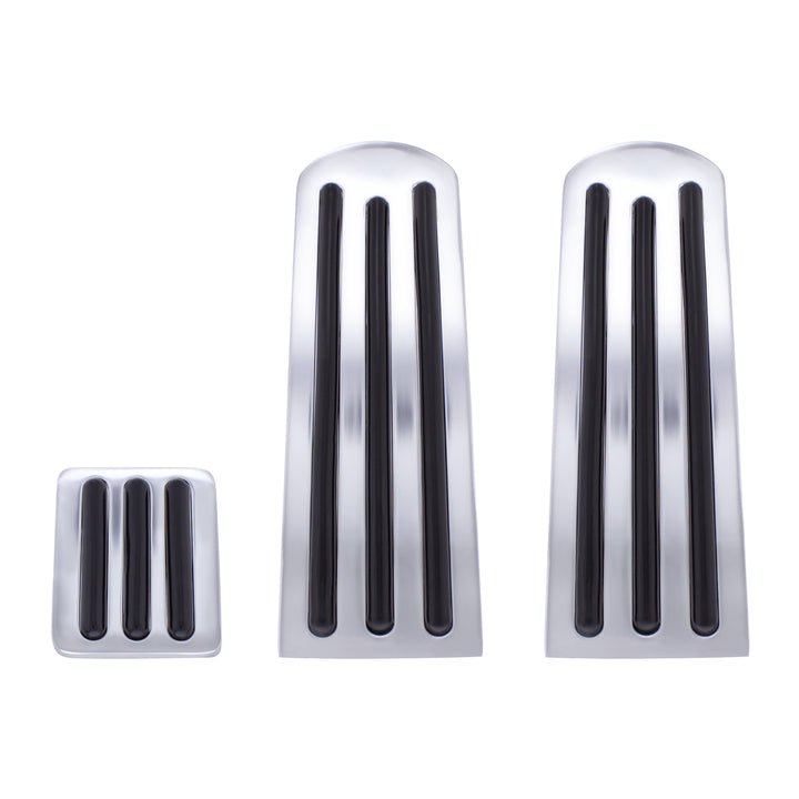 Chrome Pedal Set With Black Insert For Peterbilt