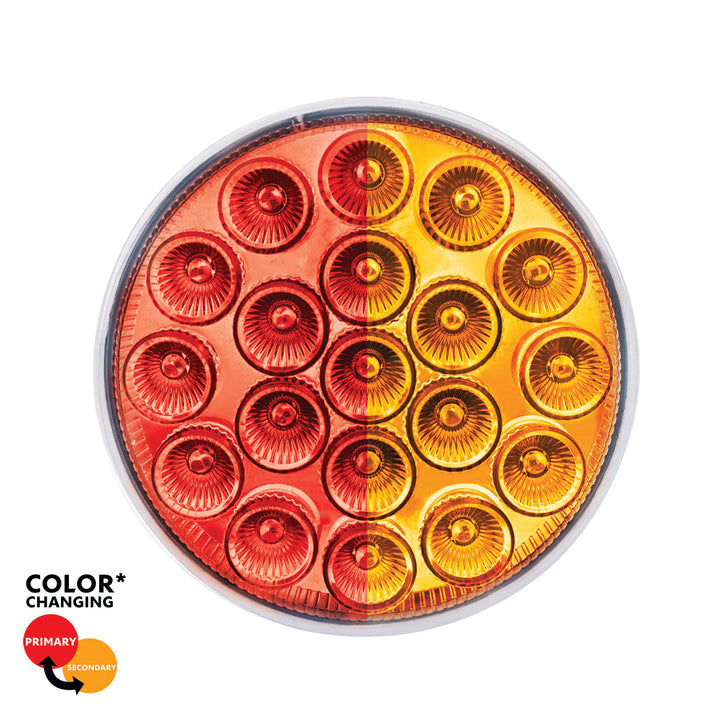 19 LED 4" Round Double Fury Light (Stop &amp; Turn) - Red &amp; Amber LED/Clear Lens