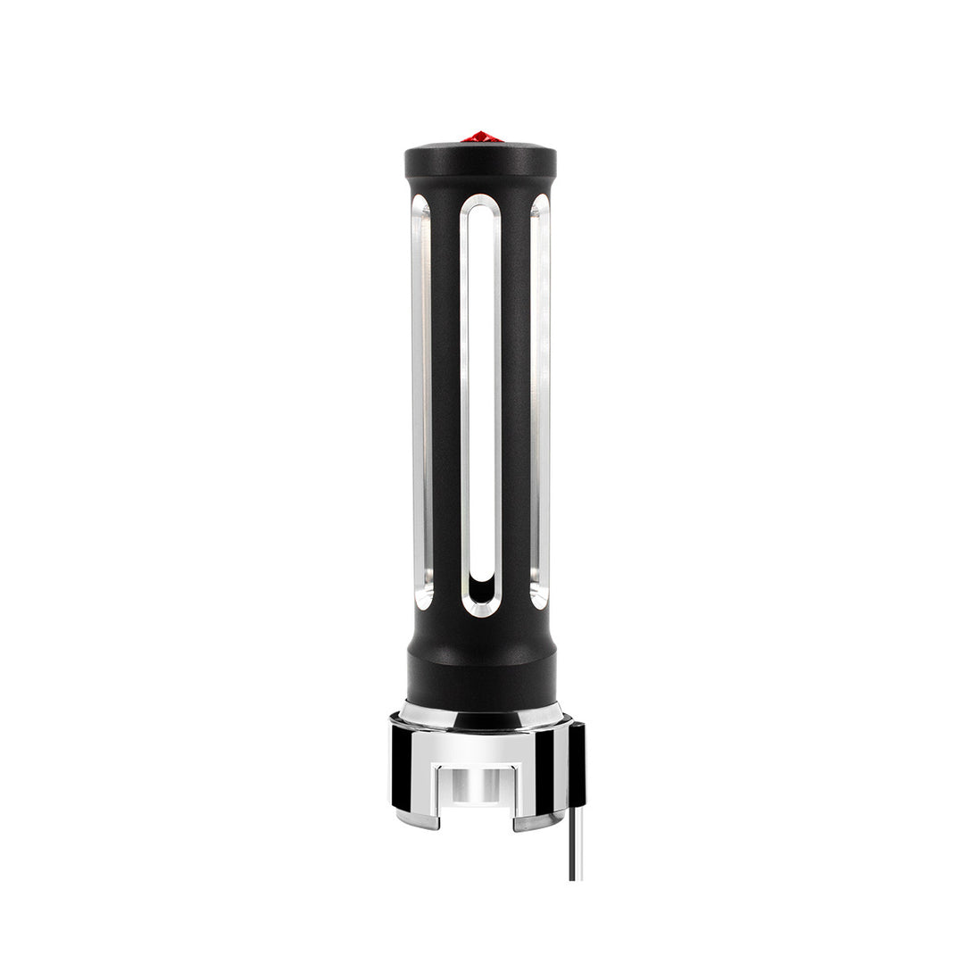 Thread-On Matte Black Sonoma Style Gearshift Knob With LED 13/15/18 Speed Adapter - Red Crystal/Red LED