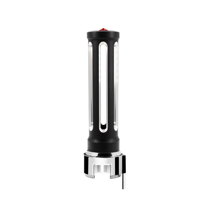 Thread-On Matte Black Sonoma Style Gearshift Knob With LED 13/15/18 Speed Adapter - Red Crystal/Red LED