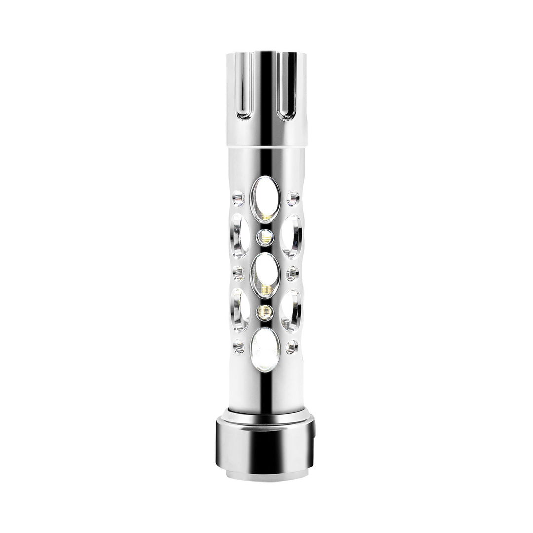 Austin Style Gun Cylinder Gearshift Knob With LED 13/15/18 Speed Adapter - Chrome/White LED