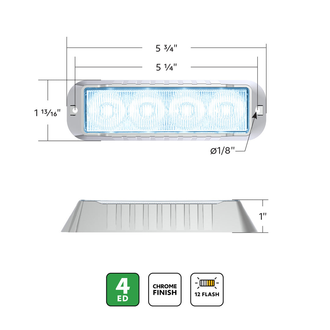 4 LED Warning Light - White LED