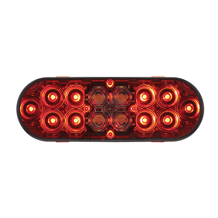 6" Oval Combo Light With 14 LED Stop, Turn &amp; Tail &amp; 16 LED Back-Up - Red LED/Red Lens