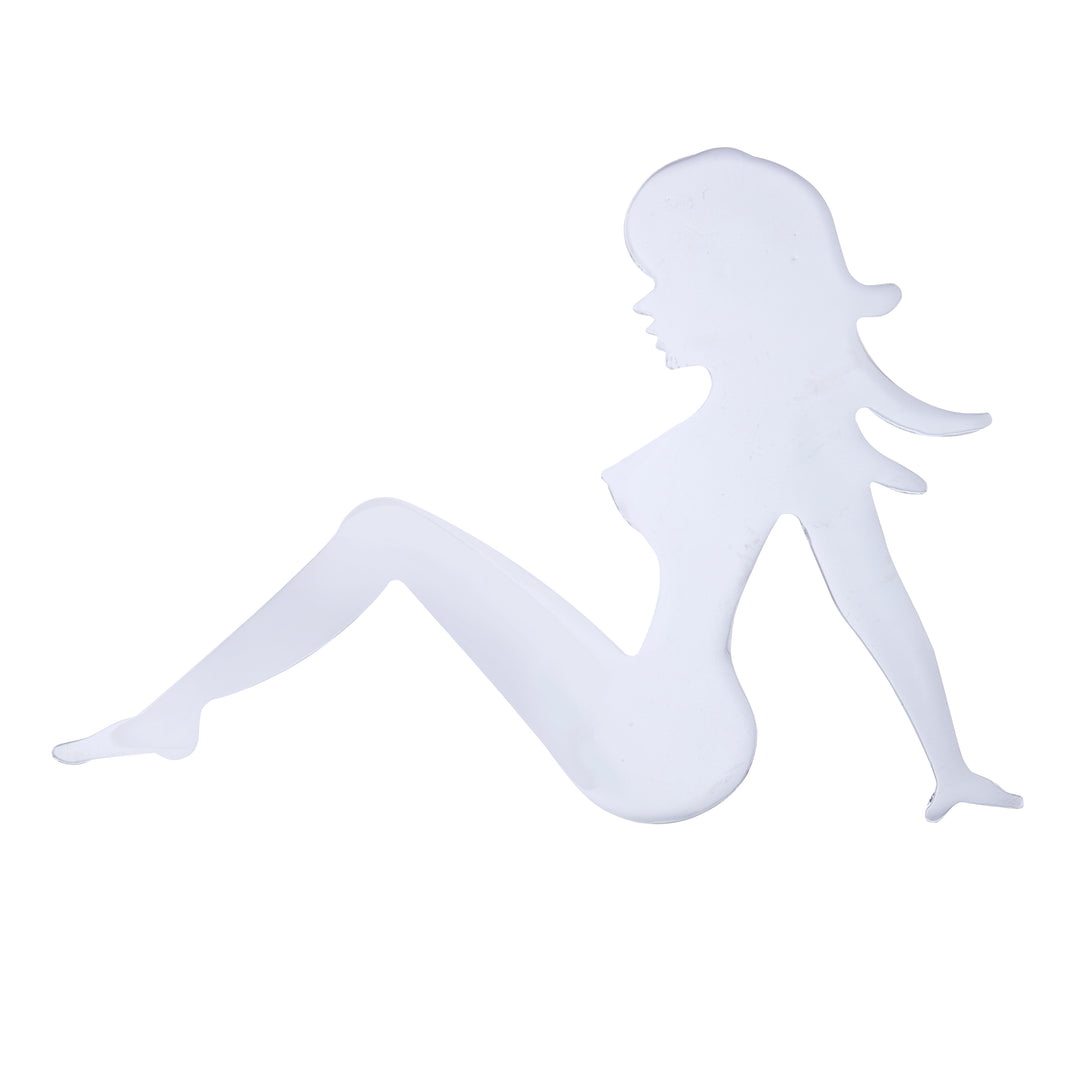 3" x 4-1/2" Chrome Sitting Lady Cutout - Facing Left