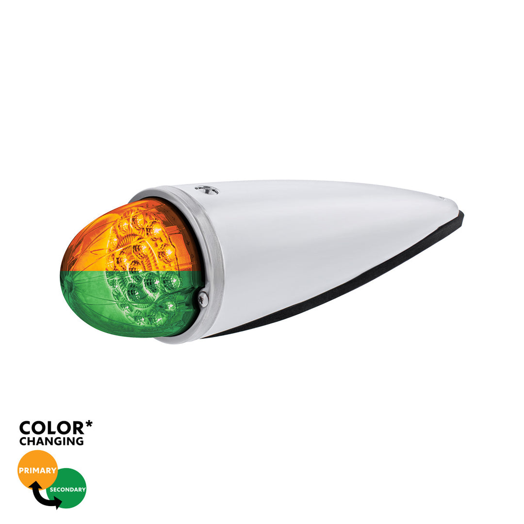 Double Fury 17 LED Dual Function Watermelon Torpedo Cab Light - Amber &amp; Green LED/Clear Lens