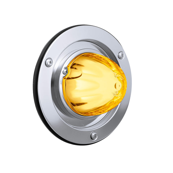 9 LED Dual Function GloLight Watermelon Sleeper Bunk Kit With 304 Stainless Steel Bezel - Amber LED/Clear Lens