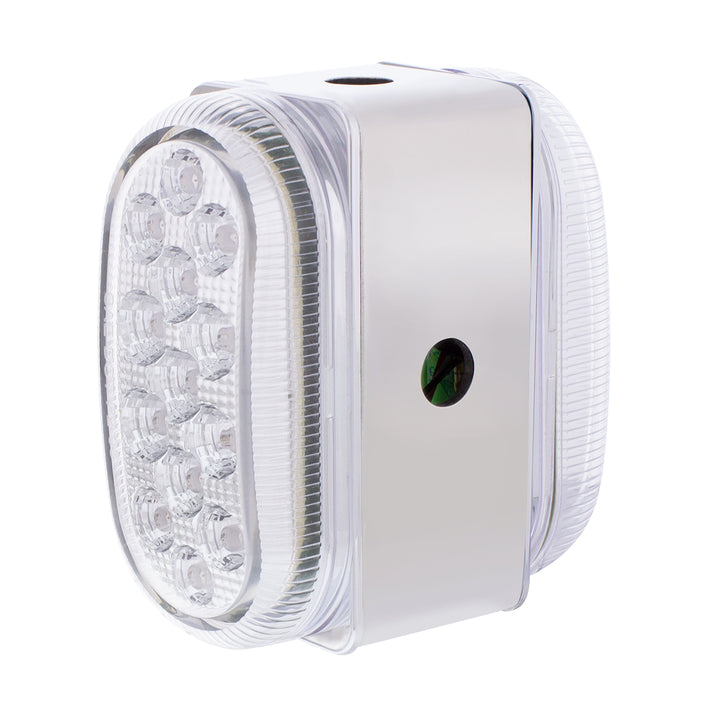 26 LED Dual Function Reflector Double Face Oval Light With Stainless Steel Bracket - Amber &amp; Red LED/Clear Lens
