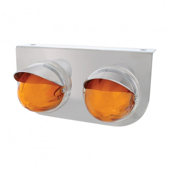 Stainless Steel Light Bracket With 2 x 9 LED Dual Function Watermelon GloLight &amp; Visors - Amber LED &amp; Lens
