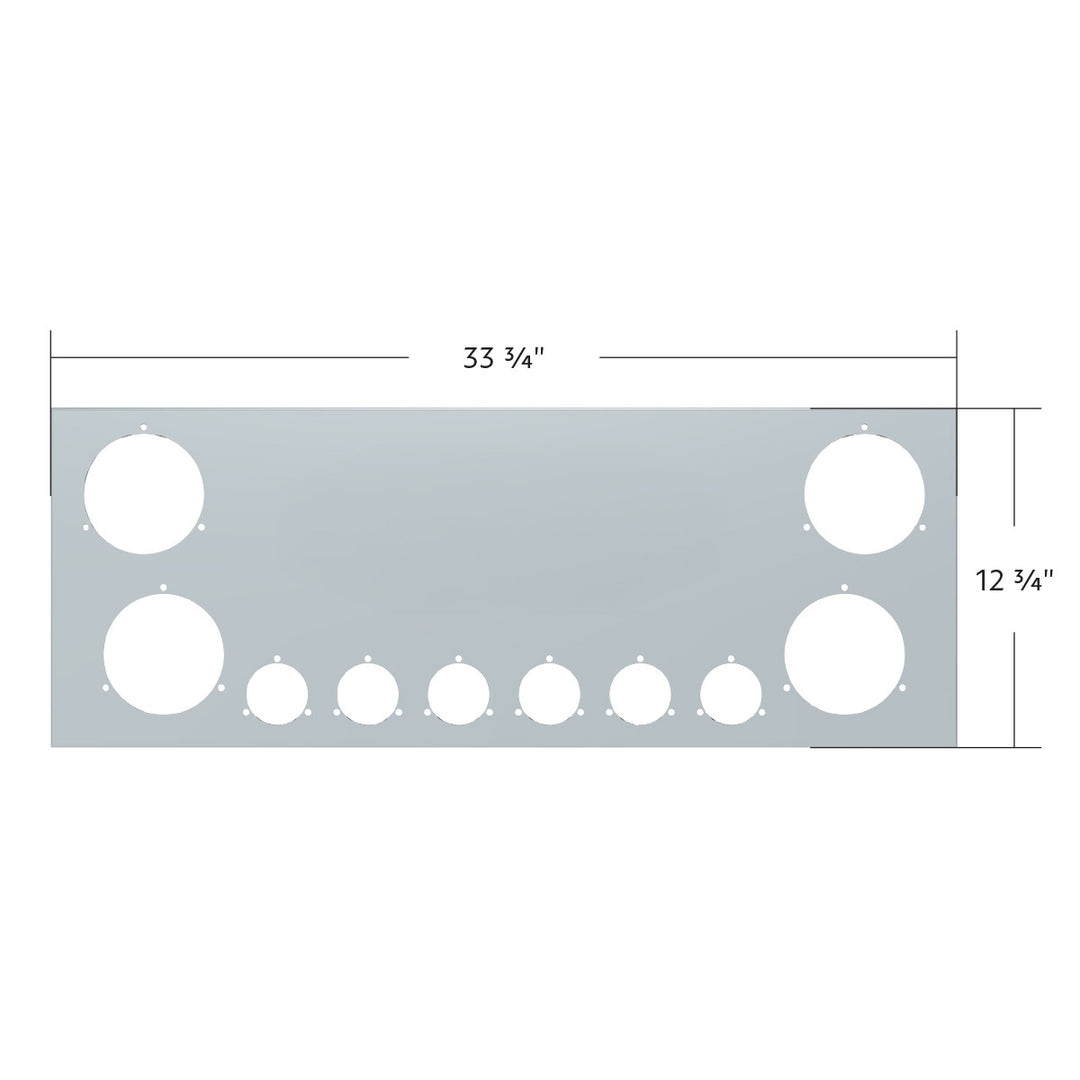 33-3/4" Stainless Steel Rear Center Light Panel With Four 4" &amp; Six 2" Light Cutouts(No LP Holes)