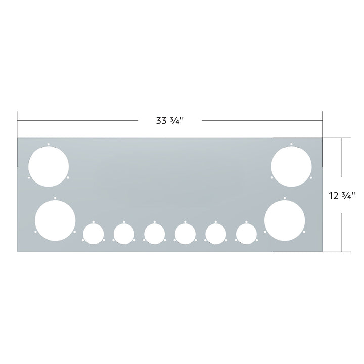 33-3/4" Stainless Steel Rear Center Light Panel With Four 4" &amp; Six 2" Light Cutouts(No LP Holes)