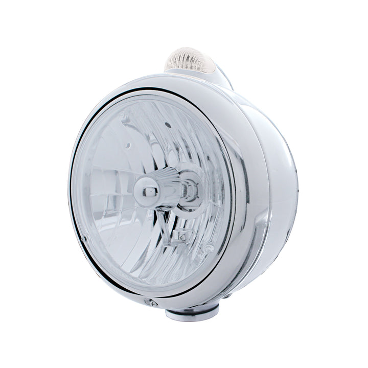 Stainless Steel Guide 682-C Headlight Crystal H4 &amp; Dual Mode LED Signal - Clear Lens