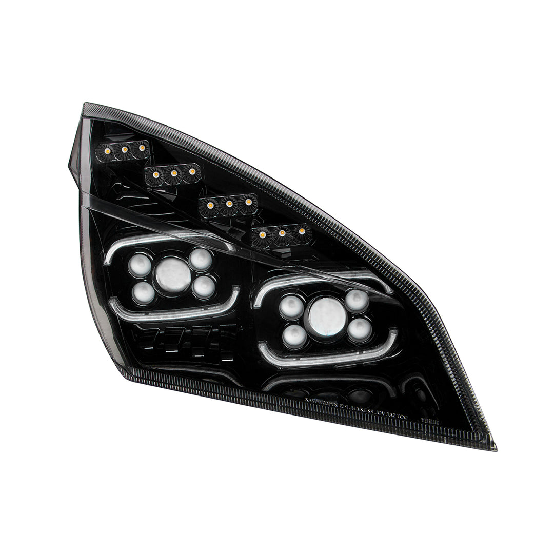 Black 10 LED Projector Headlight With LED Sequential Turn &amp; DRL For 2018-2024 Cascadia - Passenger