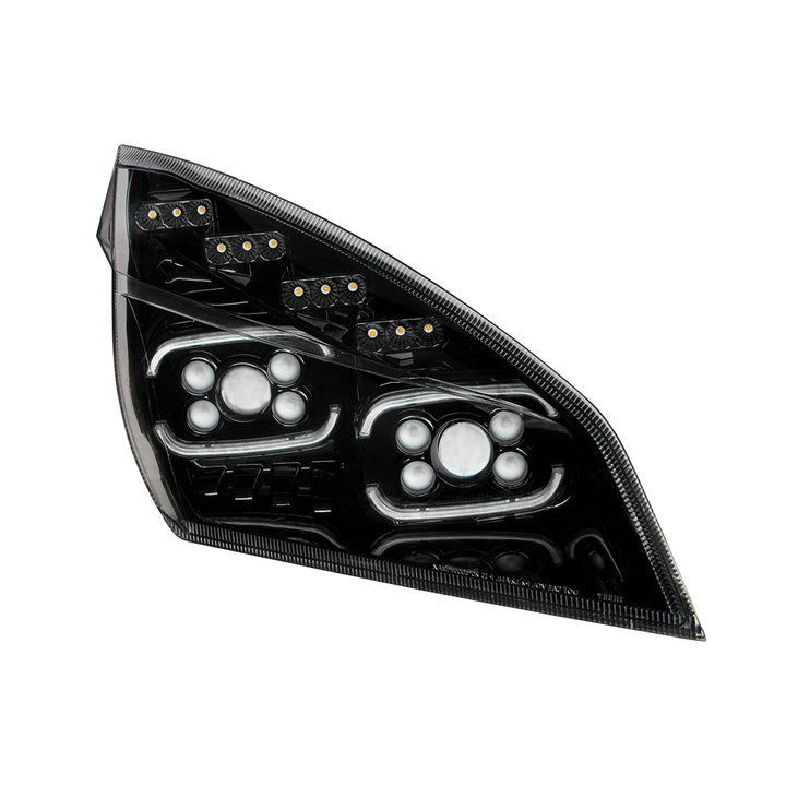 Black 10 LED Projector Headlight With LED Sequential Turn &amp; DRL For 2018-2024 Cascadia - Passenger