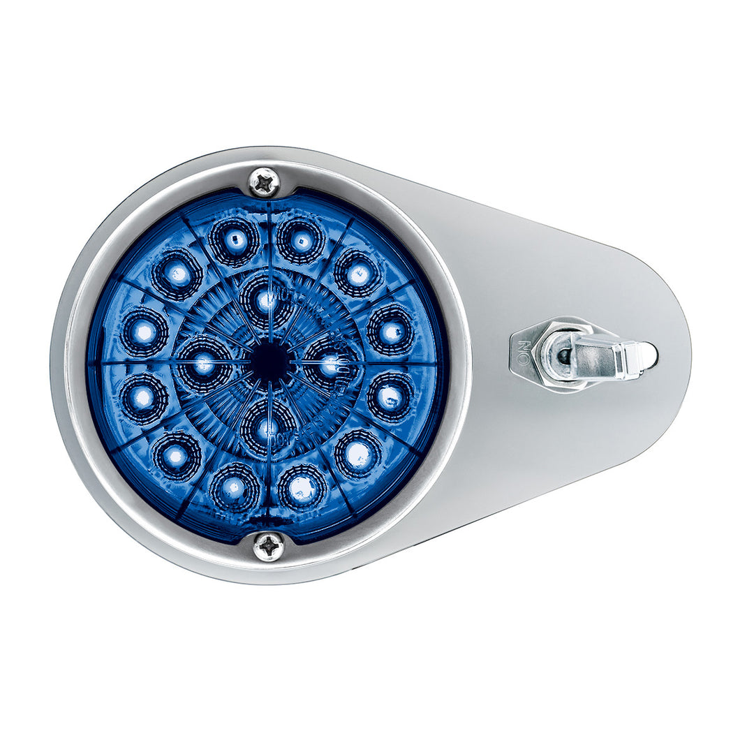 304 Stainless Steel Above Door Dome Light Kit W/ 17 LED Double Fury Watermelon For 1994-2025 KW W900 - Red &amp; Blue LED