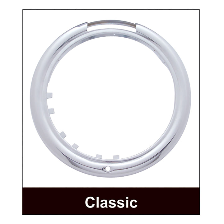 Stainless Steel Classic Half Moon Headlight H4 Bulb &amp; LED Turn Signal - Clear Lens