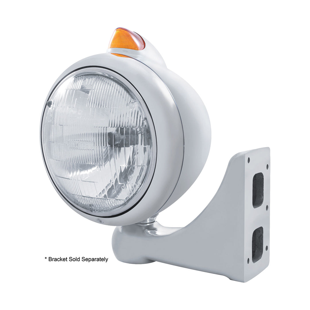 Chrome Guide 682-C Headlight H6024 &amp; Original Style LED Signal - Amber Lens