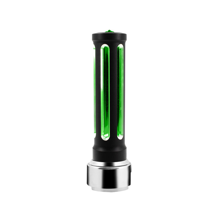 Thread-On Matte Black Sonoma Style Gearshift Knob With LED 13/15/18 Speed Adapter - Dark Green Crystal/Green LED