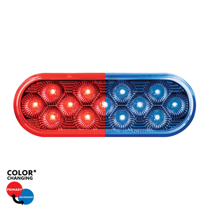 13 LED 6" Oval Double Fury Light (Stop &amp; Turn) - Red &amp; Blue LED/Clear Lens