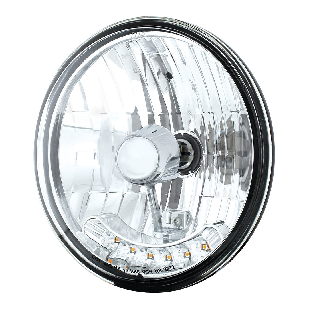 7" Crystal Headlight With 6 Amber LED Position Light