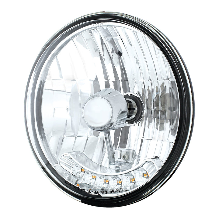 7" Crystal Headlight With 6 Amber LED Position Light