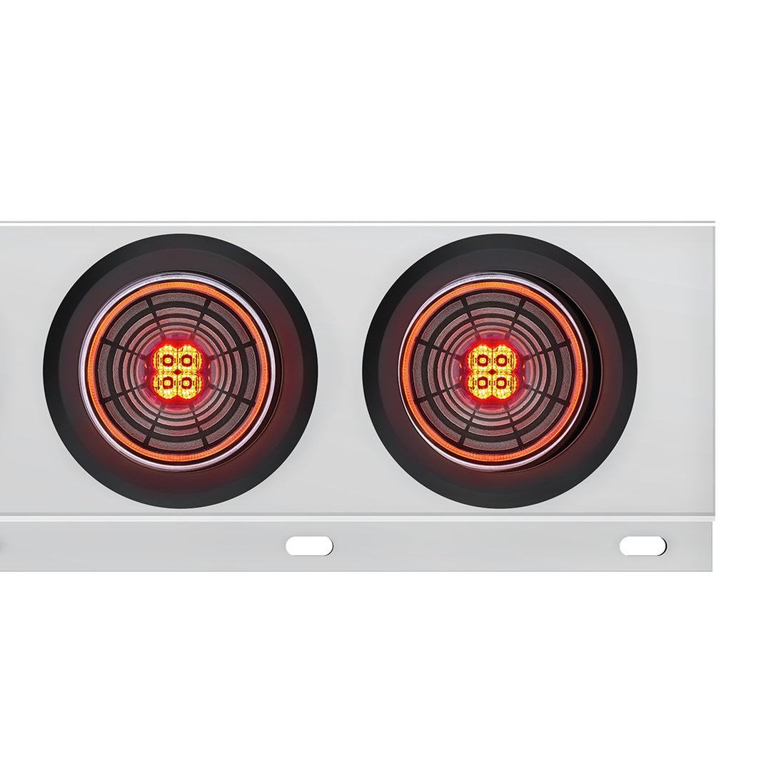 2" Bolt Pattern Stainless Steel Spring Loaded Bar With 6 x 4" 13 LED Abyss Lights - Red LED/Clear Lens (Pair)