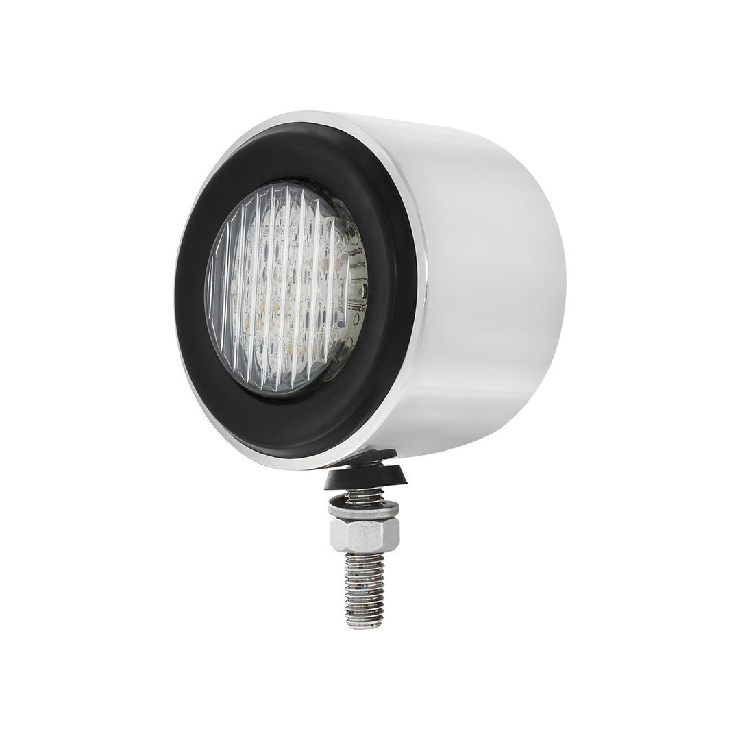 Stainless 2-1/2" Double Face Light With LED Lights &amp; Grommets - Amber &amp; Red LED/Clear Lens