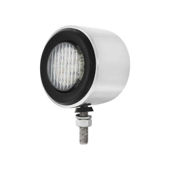 Stainless 2-1/2" Double Face Light With LED Lights &amp; Grommets - Amber &amp; Red LED/Clear Lens