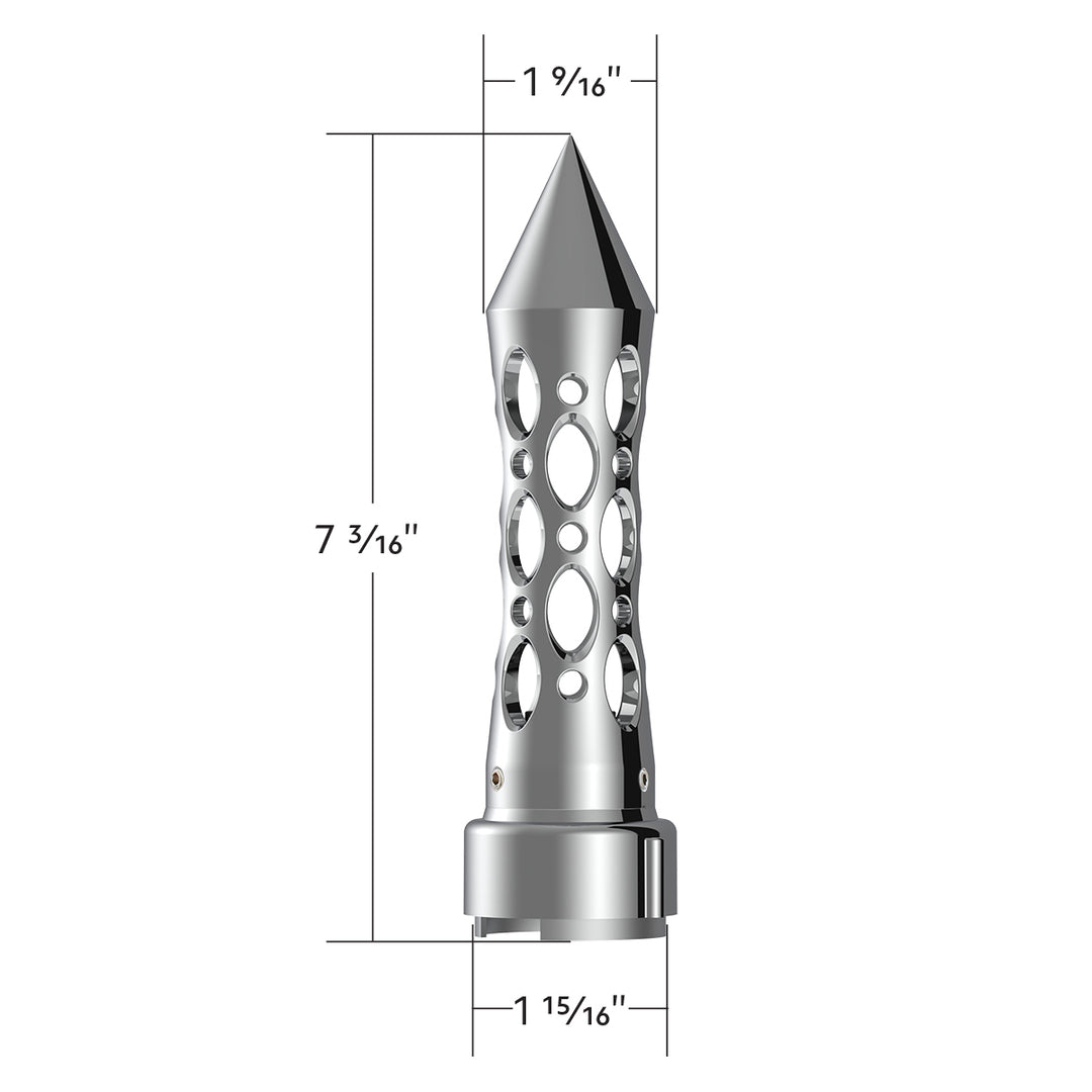 Thread-On Daytona Style Spike Gearshift Knob With LED 9/10 Speed Adapter - Chrome/White LED