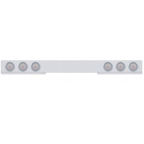 Chrome 1 Piece Rear Light Bar With Six 10 LED 4" Lights &amp; Visors - Red LED/Clear Lens