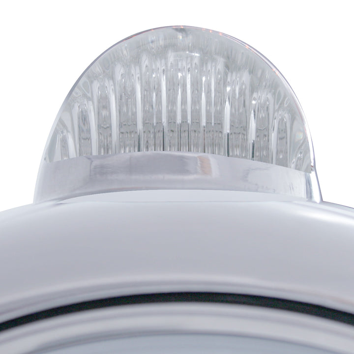 Chrome Guide 682-C Headlight H4 With 10 Amber LED &amp; Dual Mode LED Signal - Clear Lens