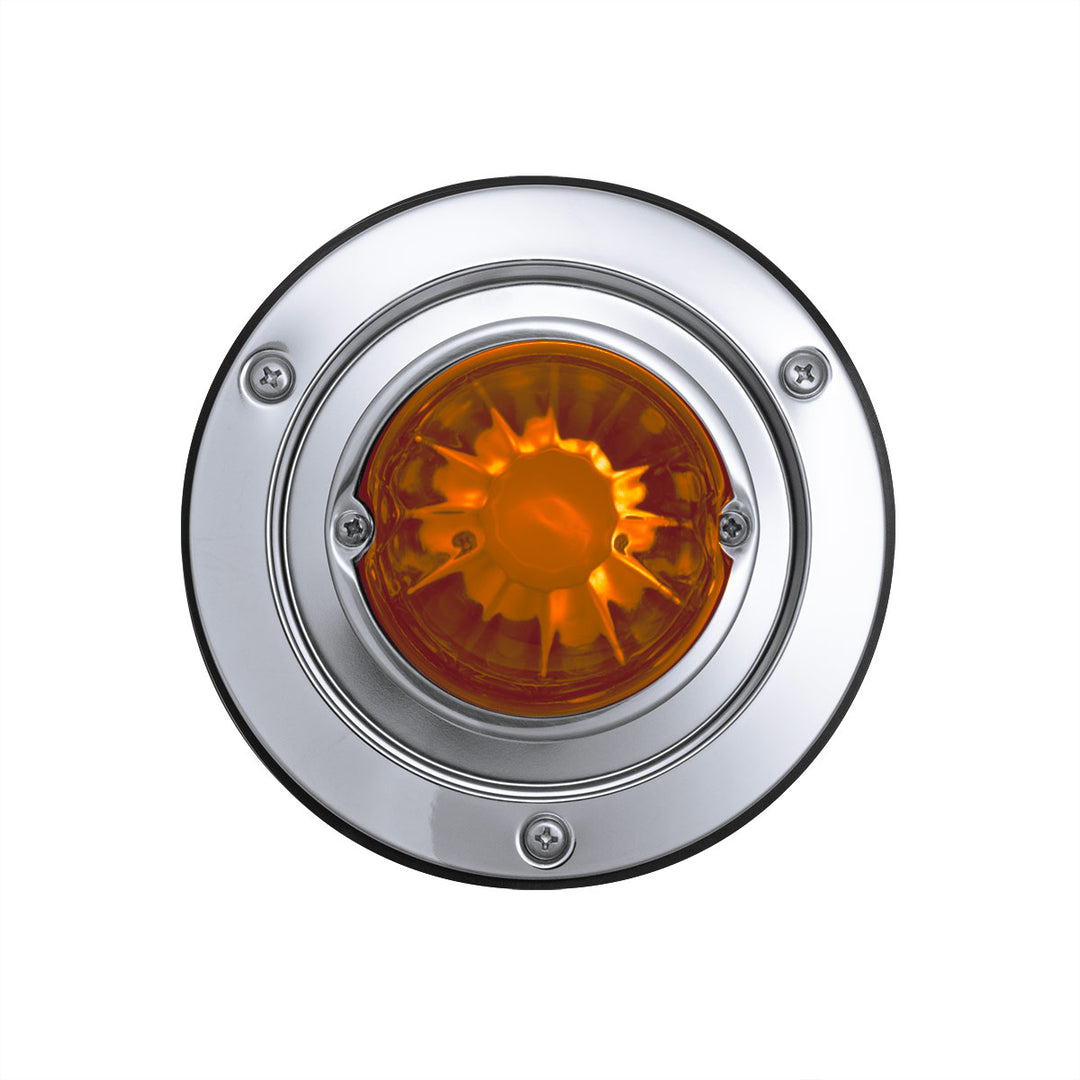 Dual Function Glass Watermelon Sleeper Bunk Kit With 304 Stainless Steel Bezel &amp; LED Bulb - Amber Lens/Amber LED