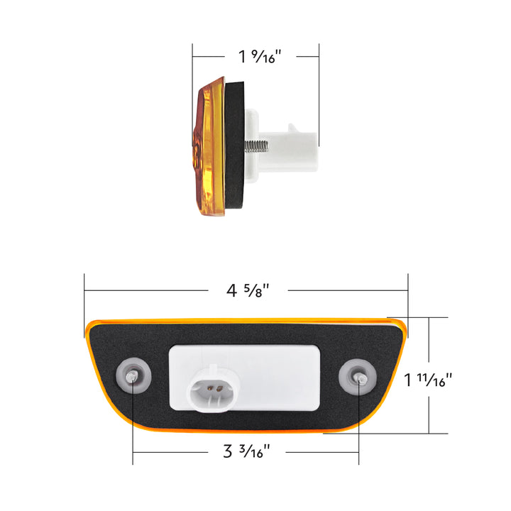 3 LED Cab Light For 2013-2021 Peterbilt 579 &amp; Kenworth T680/T770/T880 - Amber LED/Lens