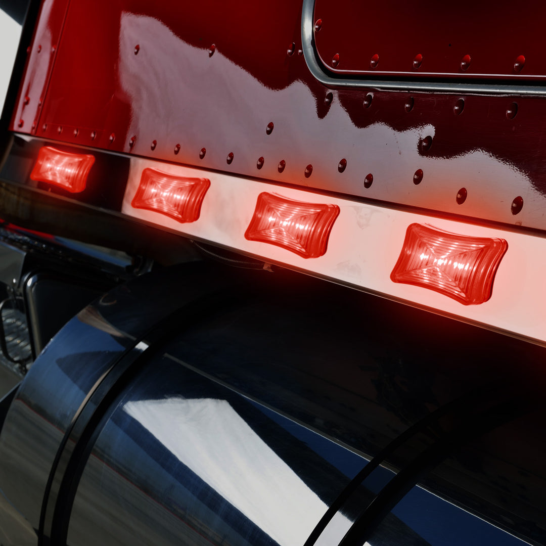 3 LED Rectangular Clearance/Marker Light - Red LED/Red Lens