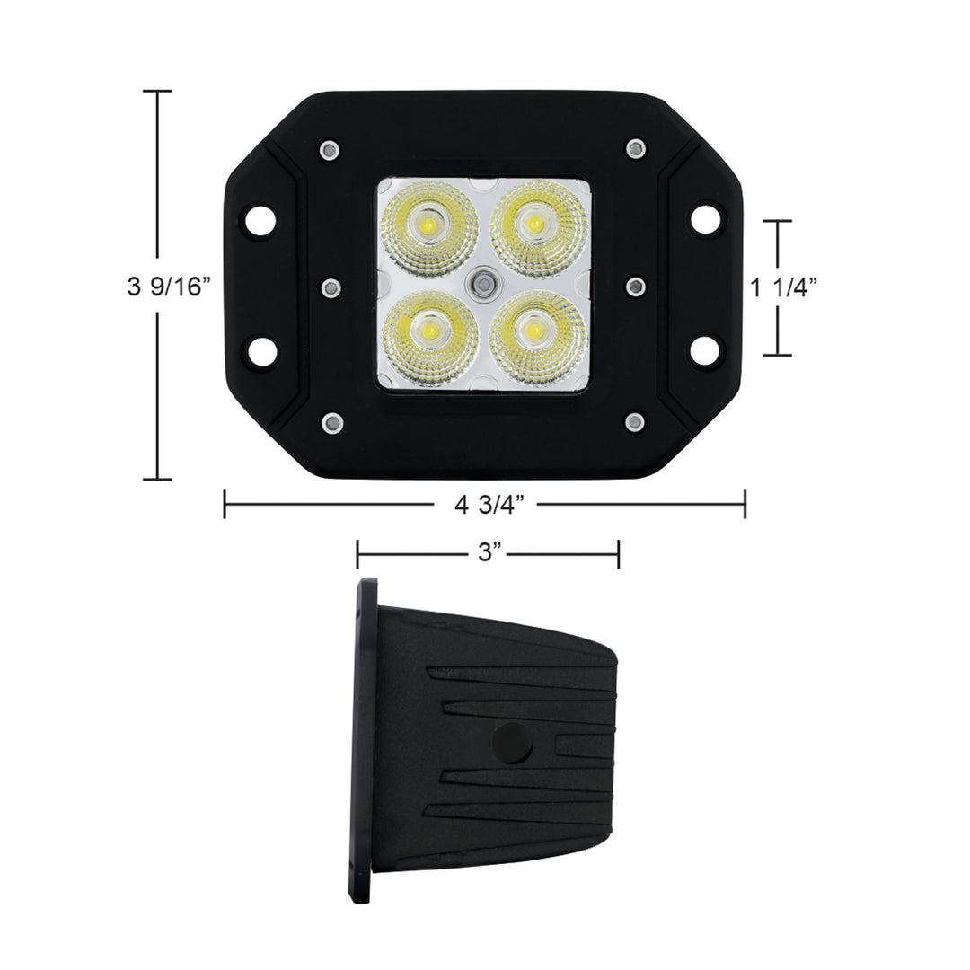 4 High Power LED Flange Mount Work Light - Flood Light