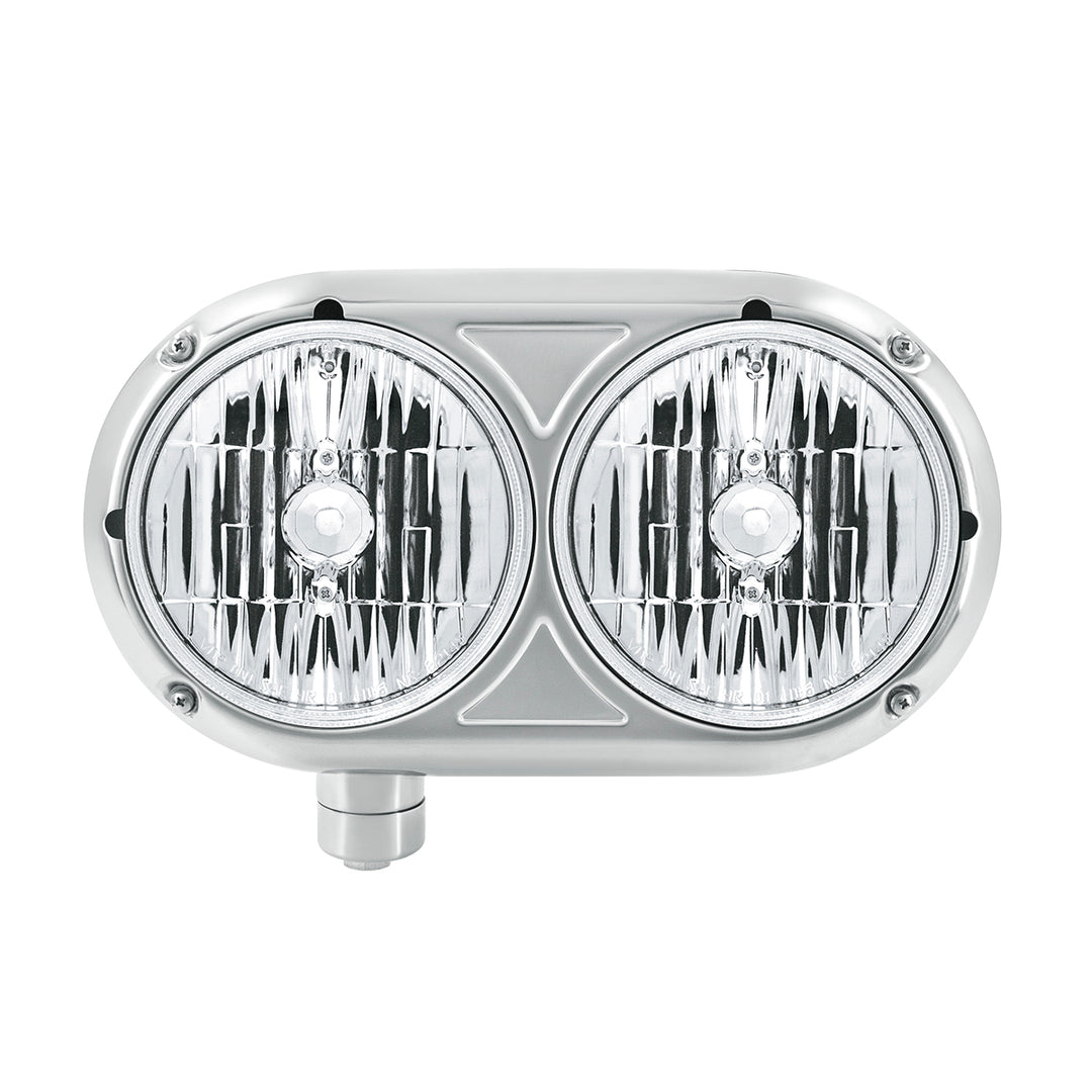 Headlight Assembly With Crystal Halogen Bulbs &amp; 304 Stainless Steel Housing For Peterbilt 359 - Driver