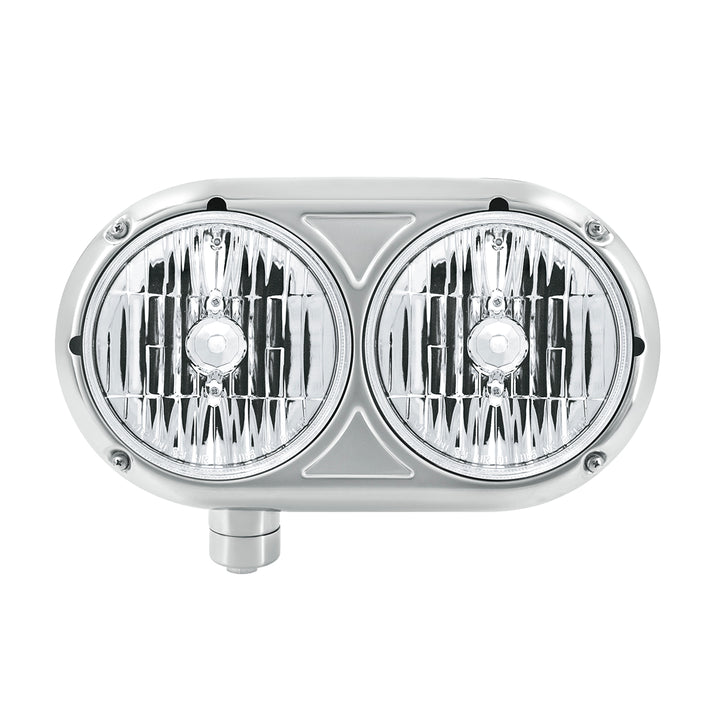 Headlight Assembly With Crystal Halogen Bulbs &amp; 304 Stainless Steel Housing For Peterbilt 359 - Driver
