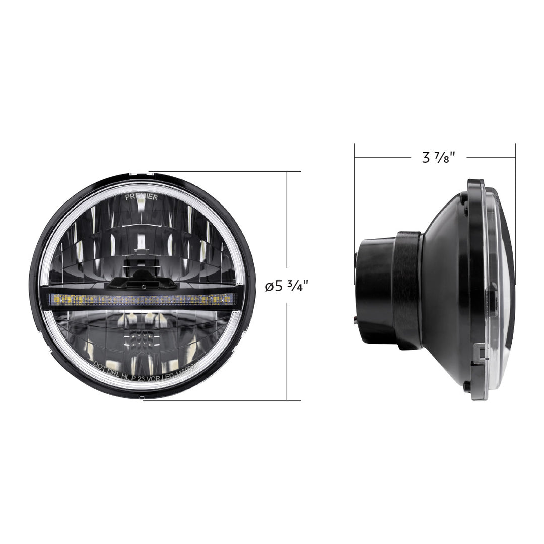 ULTRALIT - 20 High Power LED 5-3/4" Headlight With LED DRL/Position Light - Black