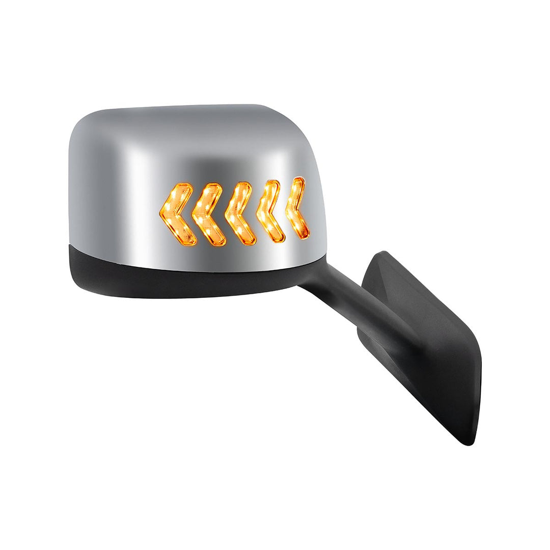 Chrome Plastic Hood Mirror Assembly With Sequential LED Turn Signals For 2018-2024 International LT - Passenger