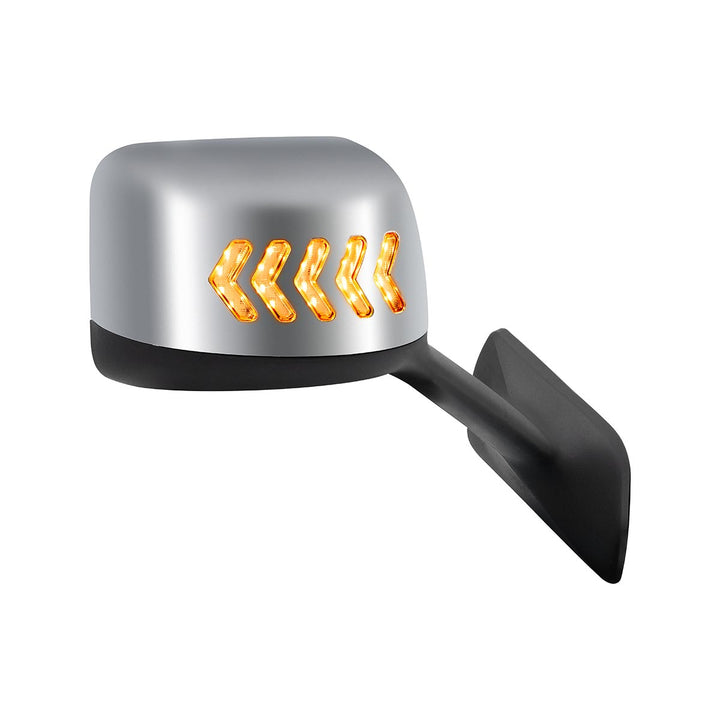 Chrome Plastic Hood Mirror Assembly With Sequential LED Turn Signals For 2018-2024 International LT - Passenger