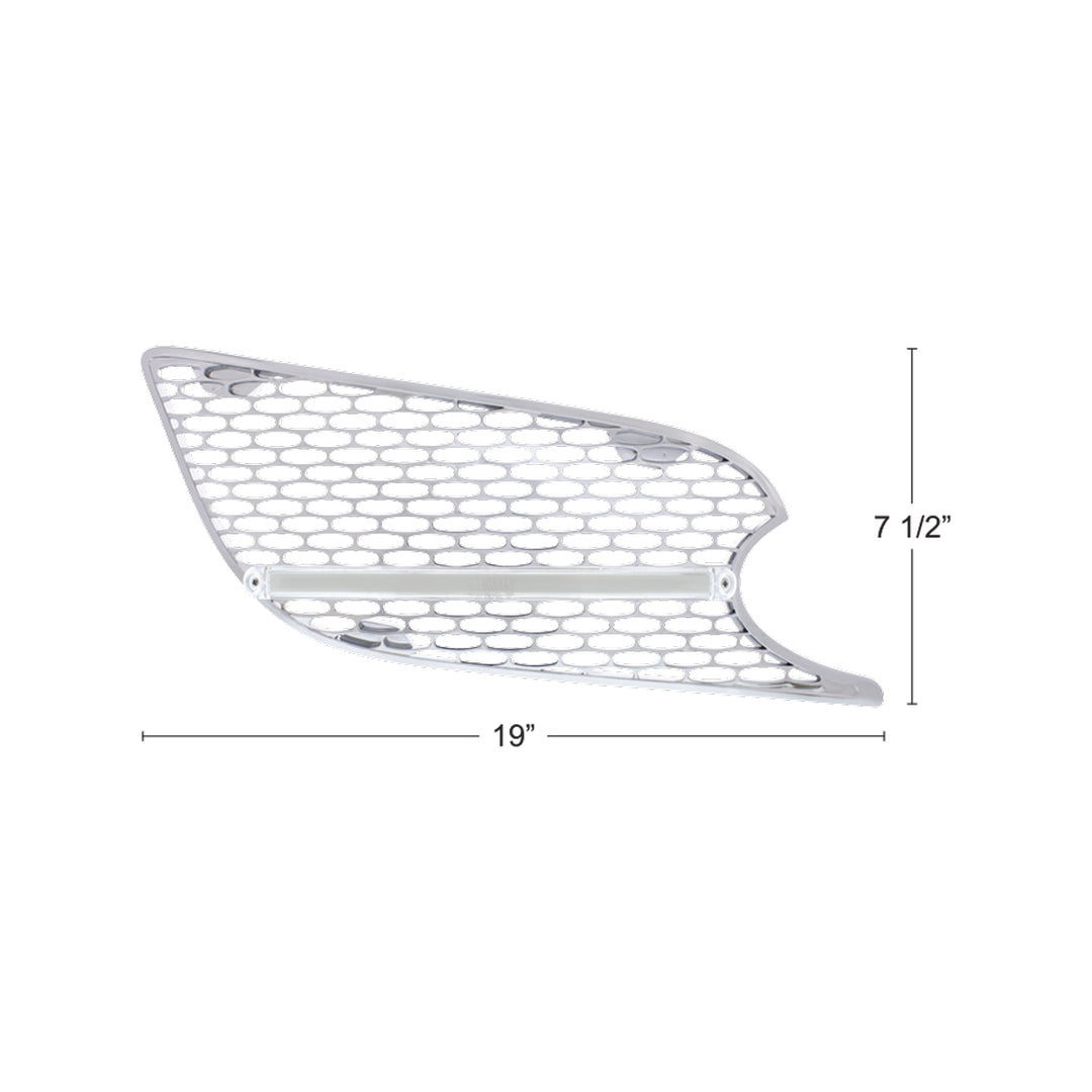 Chrome Air Intake Grille With LED GloLight For 2012-2021 Peterbilt 579 (Passenger) - Amber LED/Clear Lens