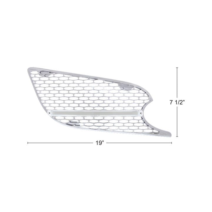 Chrome Air Intake Grille With LED GloLight For 2012-2021 Peterbilt 579 (Passenger) - Amber LED/Clear Lens