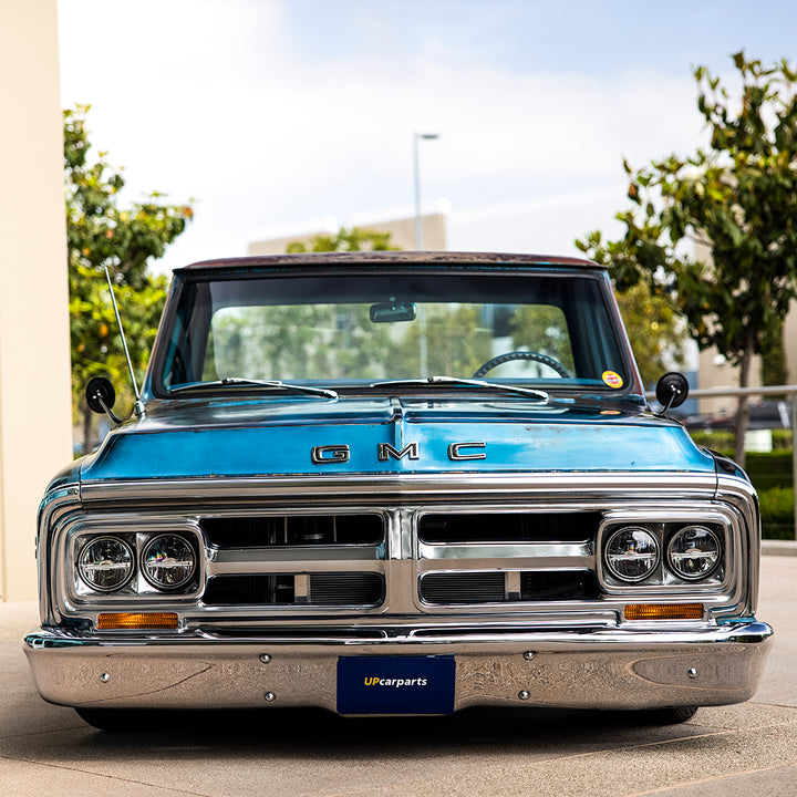 Chrome Bumper With Parking Light Recesses For 1967-72 GMC Truck, Front