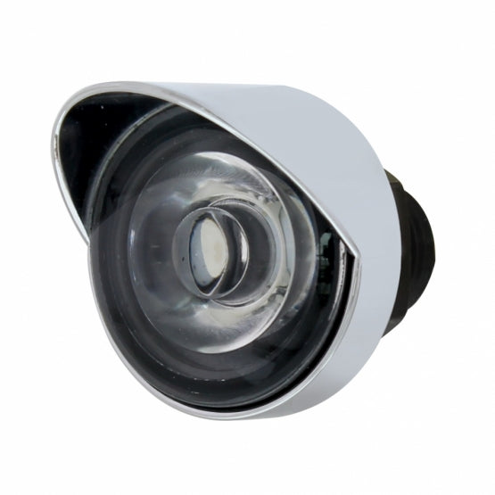 Stainless Steel Front Air Cleaner Bracket With 22 x 3 Amber LED 3/4" Mini Lights &amp; Visors For Peterbilt - Clear Lens