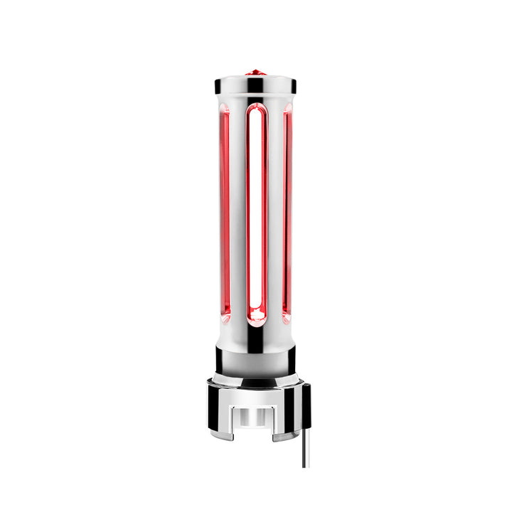 Thread-On Chrome Sonoma Style Gearshift Knob With LED 13/15/18 Speed Adapter - Red Crystal/Red LED