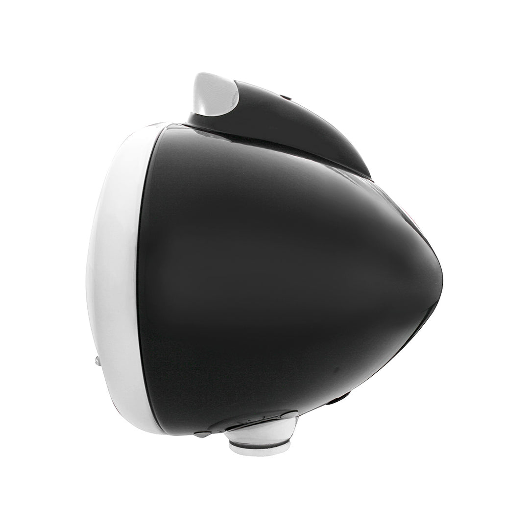 Black Guide 682-C Headlight H4 With White LED &amp; Original Style LED Signal - Clear Lens