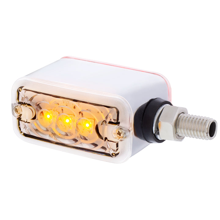 6 LED Single Function Double Face Light - Horizontal Mount - Amber &amp; Red LED/Clear Lens