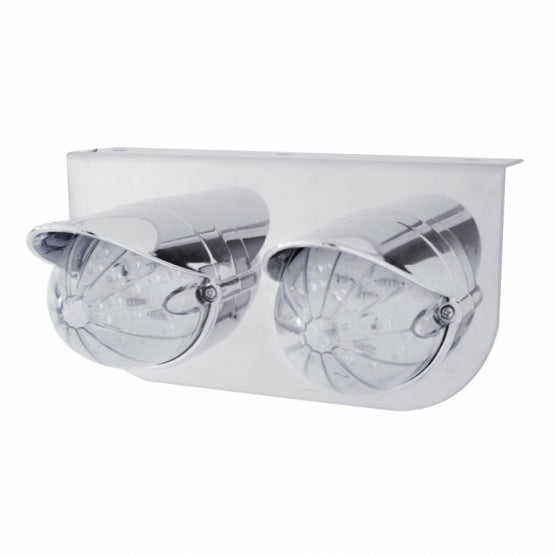 Stainless Steel Light Bracket With 2 x 19 LED Bullet Style Grakon 1000 Lights &amp; Visors - Amber LED/Clear Lens